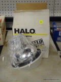 (R6) HALO RECESSED LIGHTING FIXTURE; HALO RECESSED 5 IN SHOWER TRIM DROP GLASS LENS LIGHT FIXTURE.