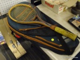 (R6) AMF HEAD TENNIS RACKET; AMF HEAD VILAS WOODEN TENNIS RACKET WITH COVER GRIP. W-15076 4 5/8 M.