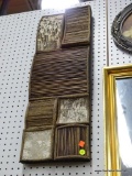 (R6) WOODEN WALL DECOR; RECTANGULAR WOODEN WALL DECOR WITH TEXTURIZED WOODEN PANELS. MEASURES 10.5