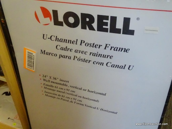 POSTER FRAME; LORELL U-CHANNEL POSTER FRAME. WALL MOUNTABLE, VERTICAL OR HORIZONTAL. MEASURES 2 FT X