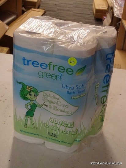 TREEFREE TOILET PAPER; TREEFREE GREEN2 ULTRA SOFT BATH TISSUE MADE FROM SUGAR CANE AND BAMBOO.