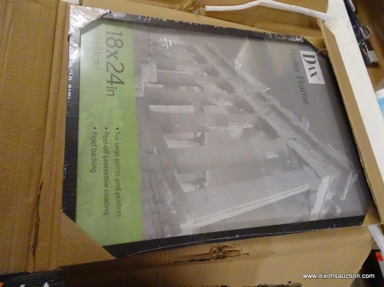 POSTER FRAME; 18 IN X 24 IN BLACK POSTER FRAME. COMES IN DAMAGED BOX.