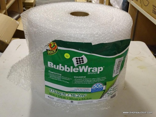 DUCK BUBBLE WRAP; 175 SQ FT ROLL OF CUSHIONING BUBBLE WRAP. MEASURES 1 FT X 175 FT.