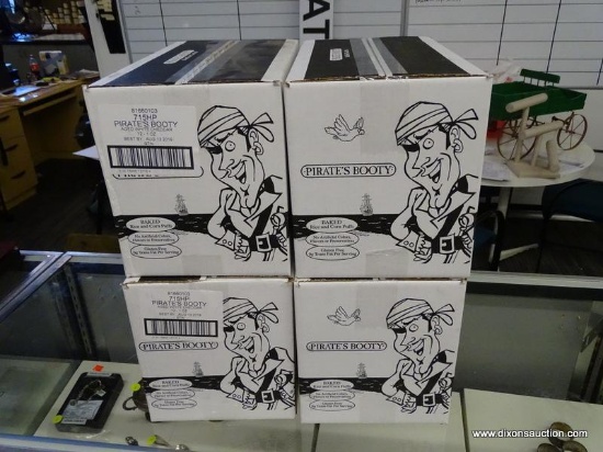 LOT OF PIRATES BOOTY; 4 BOXES OF 12 1 OZ BAGS OF PIRATE'S BOOTY AGED WHITE CHEDDAR, GLUTEN FREE RICE