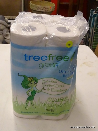 TREEFREE TOILET PAPER; TREEFREE GREEN2 ULTRA SOFT BATH TISSUE MADE FROM SUGAR CANE AND BAMBOO.