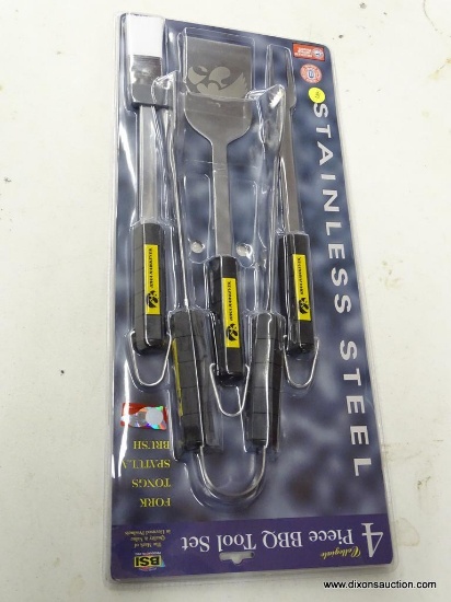 BSI IOWA HAWKEYES BBQ TOOL SET; BSI COLLEGIATE 4 PIECE IOWA HAWKEYES STAINLESS STEEL BBQ TOOL SET TO