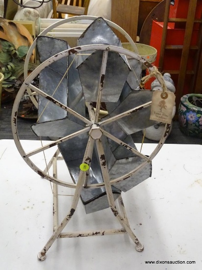 LONE ELM STUDIOS FERRIS WHEEL; METAL FERRIS WHEEL WITH 6 METAL BUCKETS THAT SPIN ON THE WHEEL. HAS A