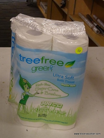 TREEFREE TOILET PAPER; TREEFREE GREEN2 ULTRA SOFT BATH TISSUE MADE FROM SUGAR CANE AND BAMBOO.