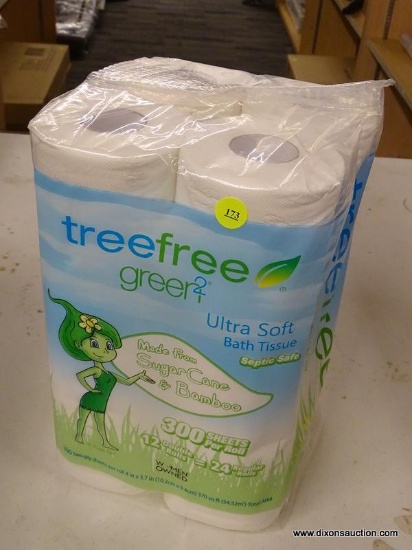 TREEFREE TOILET PAPER; TREEFREE GREEN2 ULTRA SOFT BATH TISSUE MADE FROM SUGAR CANE AND BAMBOO.