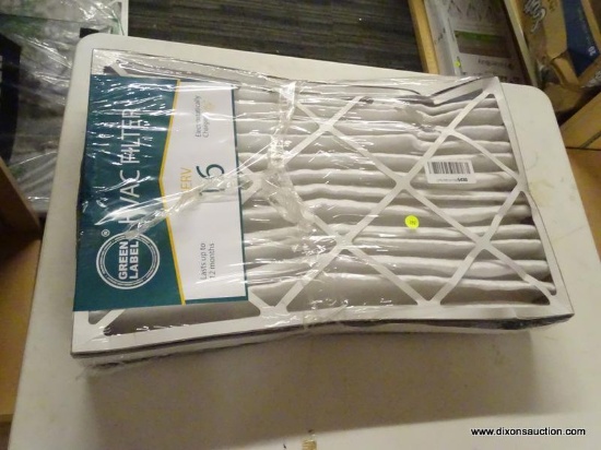 FURNACE AND A/C FILTER; GREEN LABEL MERV 16 HVAC FILTER. MEASURES 16 IN X 25 IN X 4 IN.