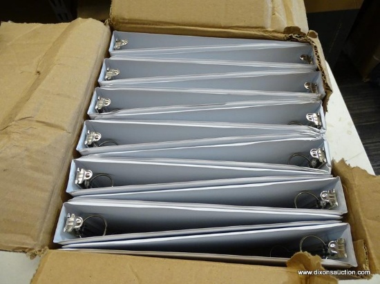 LOT OF CARDINAL BINDERS; 12 PACK OF 1 IN, 3 RING BINDERS WITH A WHITE EXTERIOR. COMES IN DAMAGED