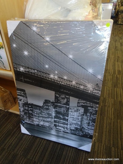 NYC SKYLINE 3 PANEL CANVAS; NEW YORK CITY DOWNTOWN SKYLINE WALL DECOR X3 PANELS. PANELS MEASURE 2 FT