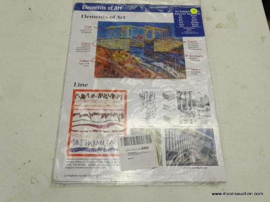 ART CONCEPTS POSTER; 4 PIECE LOT OF ELEMENTS OF ART AND PRINCIPLES OF DESIGN POSTER. EACH MEASURES