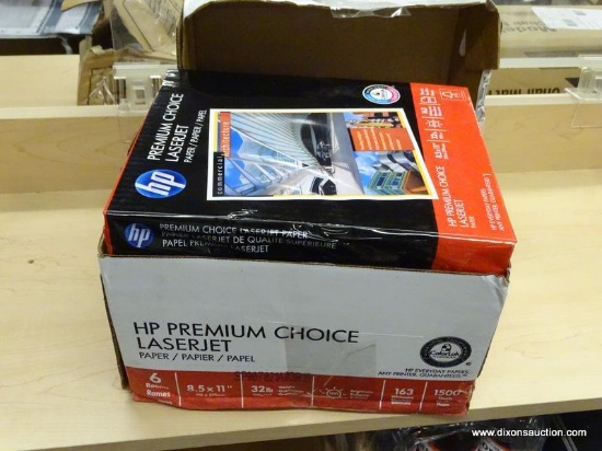 HP PAPER; 6 REAMS OR 1500 SHEETS OF 8.5 X 11 HP PREMIUM CHOICE LASERJET PAPER.