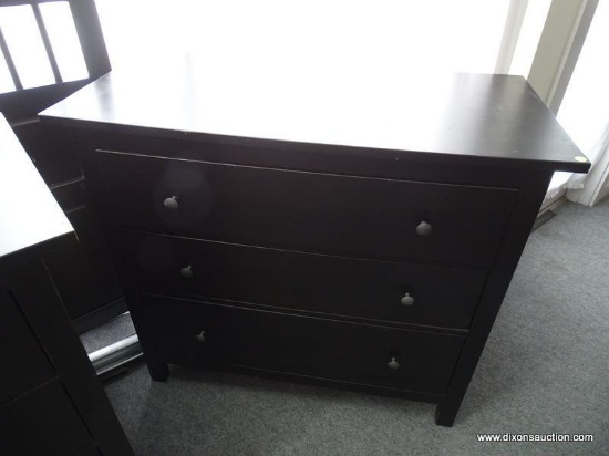 3-DRAWER CHEST; PINE PAINTED 3-DRAWER CHEST. MEASURES 43 IN X 20 IN X 38 IN. MATCHES 3, 4, AND 5.