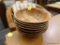 (R4) WOODEN SALAD BOWLS; 8 PIECE LOT OF WOVEN WOODEN 6 IN DIAMETER SALAD BOWLS.
