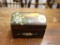 (R4) TRINKET BOX; WOODEN TRINKET BOX WITH HAND PAINTED FLOWERS ON IT. MEASURES 3.25 IN X 2.5 IN X