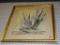 (WALL) FRAMED IRIS WATERCOLOR; DEPICTS A GROUP OF IRISES IN BLOOM. HAS OFF-WHITE MATTING AND A GOLD