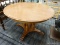 (R5) ROUND KITCHEN TABLE; TELL CITY KITCHEN TABLE WITH 4 TAPERED SPUN LEGS THAT SIT ON A X STRETCHER