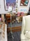 (R5) FLOOR LAMP; ORNATE GREEN PAINTED FLOOR LAMP WITH 3 SPLAY FEET. UNTESTED, FIXTURES MAY NEED
