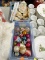 (R5) LOT OF CHRISTMAS ORNAMENTS; 2 PLASTIC BINS FILLED WITH HAND PAINTED GLASS BALL ORNAMENTS,