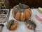 (R5) LOT OF POTTERY PUMPKINS; 3 PIECE LOT OF POTTERY PUMPKIN DECORATIONS TO INCLUDE 2 6 IN PUMPKINS
