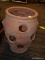 (R5) TERRACOTTA STRAWBERRY POT; 15 IN TERRACOTTA STRAWBERRY PLANTER WITH 12 HOLES. HAS A 9 IN