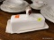 (R6) GOBBLE BUTTER DISH; POTTERY BARN TURKEY BUTTER DISH WITH A CRACK IN IT.