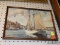 (R6) PRINT OF PEOPLE SAILING; PRINT OF PEOPLE SAILING ALONG THE COAST WITH AN OLD HOME IN THE