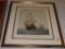(R1) FRAMED BATTLESHIP PRINT; THIS PIECE SHOWS BATTLESHIPS ON THE WATER FROM 
