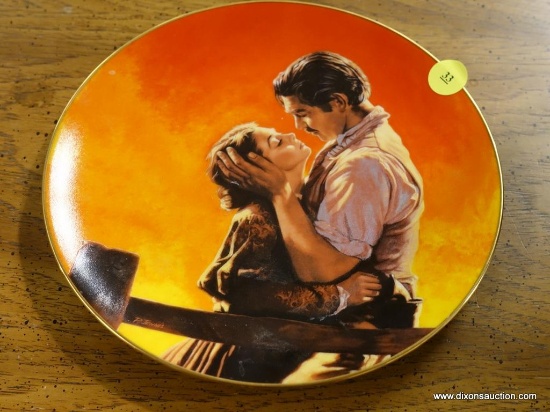 (R1) GONE WITH THE WIND DECORATIVE PLATE; "FIERY EMBRACE" BY PAUL JENNIS, FIRST ISSUE PLATE IN THE