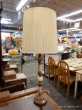 (R2) BEAUTIFUL TABLE LAMP; COMPOSITE TABLE LAMP WITH LEAF AND REEDED DETAILING ALONG THE 2 TONED