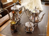 (R2) SILVER PLATE TEA SET; 4 PIECE WM ROGERS TEA SET TO INCLUDE 2 SILVER PLATED TEA POTS (1 LID IS