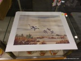 (R2) LOT OF PRINTS; 20 PIECE LOT OF IDENTICAL PRINTS OF DUCKS FLYING OVER A SWAMP. SIGNED BY BINKS