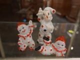 (R2) LOT OF PORCELAIN FIGURINES; 3 PIECE LOT OF JAPANESE PORCELAIN HAND PAINTED JESTER FIGURINES.