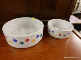 (R3) DOG BOWLS; PAIR OF MATCHING FOOD AND WATER DOG BOWLS TO INCLUDE A LARGER WATER BOWL AND A