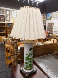 (R3) ORIENTAL TABLE LAMP; LARGE ORIENTAL PORCELAIN TABLE LAMP WITH A NATURE SCENE OF FLOWERS AND