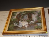(BACKWALL) FRAMED OIL ON CANVAS; STILL LIFE OIL ON CANVAS SHOWING A WHITE HOUSE WITH WRAP AROUND