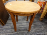(R4) SIDE TABLE; WOODEN SIDE TABLE WITH A ROUND TOP.