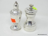 (SHOW) STERLING SALT AND PEPPER SHAKER; 2 PIECE LOT OF STERLING TO INCLUDE A 4 IN TALL 