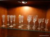 (R1) LOT OF DRINKING GLASSES; 13 PIECE LOT OF CRYSTAL DRINKING GLASSES TO INCLUDE 6 CHAMPAGNE