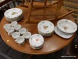 (R5) LOT OF CHRISTMAS CHINA; 34 PIECE LOT OF HOLIDAY HOSTESS CHINA BY TIENSHAN WITH GOLD TRIM TO
