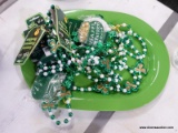 (R5) ST. PATRICK'S DAY NECKLACES AND PLATES; 9 PIECE LOT OF ST PATRICK'S DAY DECORATIONS TO INCLUDE