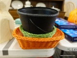 (R5) LOT OF HALLOWEEN BASKETS; 3 PIECE LOT OF HALLOWEEN BASKETS TO INCLUDE A ORANGE WOVEN BASKET (11
