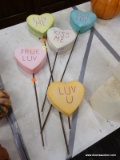 (R5) LOT OF VALENTINES DAY YARD DECORATIONS; 5 PIECE LOT OF VALENTINES DAY HEART SHAPED YARD