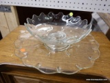 (R6) SERVING DISHES; PAIR OF SERVING DISHES WITH SCALLOPED EDGES TO INCLUDE A LARGE SERVING PLATTER