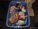 (R6) LOT OF TOY DOLLS; BOX FULL OF TOY DOLLS AND MORE. PROBABLY ABOUT 20-30 TOYS.