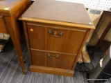 (R6) FILE CABINET; WOODEN, LOCKING, 2 DRAWER FILE CABINET. IN GOOD CONDITION, READY FOR THE OFFICE.