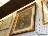 (R6) FRAMED FLORAL STILL LIFE; DEPICTS A VASE FILLED WITH FLOWERS. HAS WHITE MATTING AND IS IN A