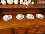 (R1) LOT OF LUNCHEON PLATES; 4 PIECE LOT OF SHELL SHAPED LUNCHEON PLATES WITH ROSES PAINTED ON THEM